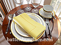 Aurora Yellow color Hemstitch Napkins. 18"x18".